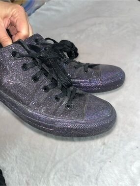 CONVERSE Full Glitter Midnight Purple Galaxy Metallic Shimmer Low Top Sneakers